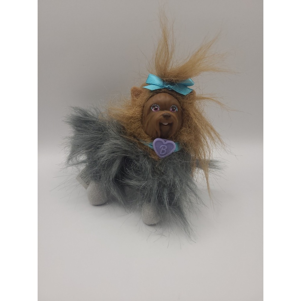 Barbie Pets Yorkie Yorkshire Terrier Dog Figure Brown Grey Mattel 1998 Rare